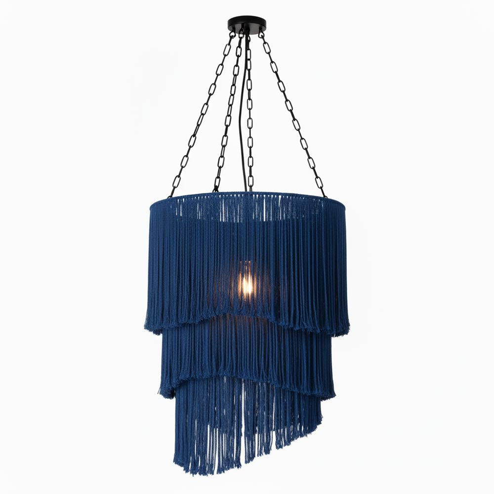 Abat-jour à Franges grand format | Bleu Roi