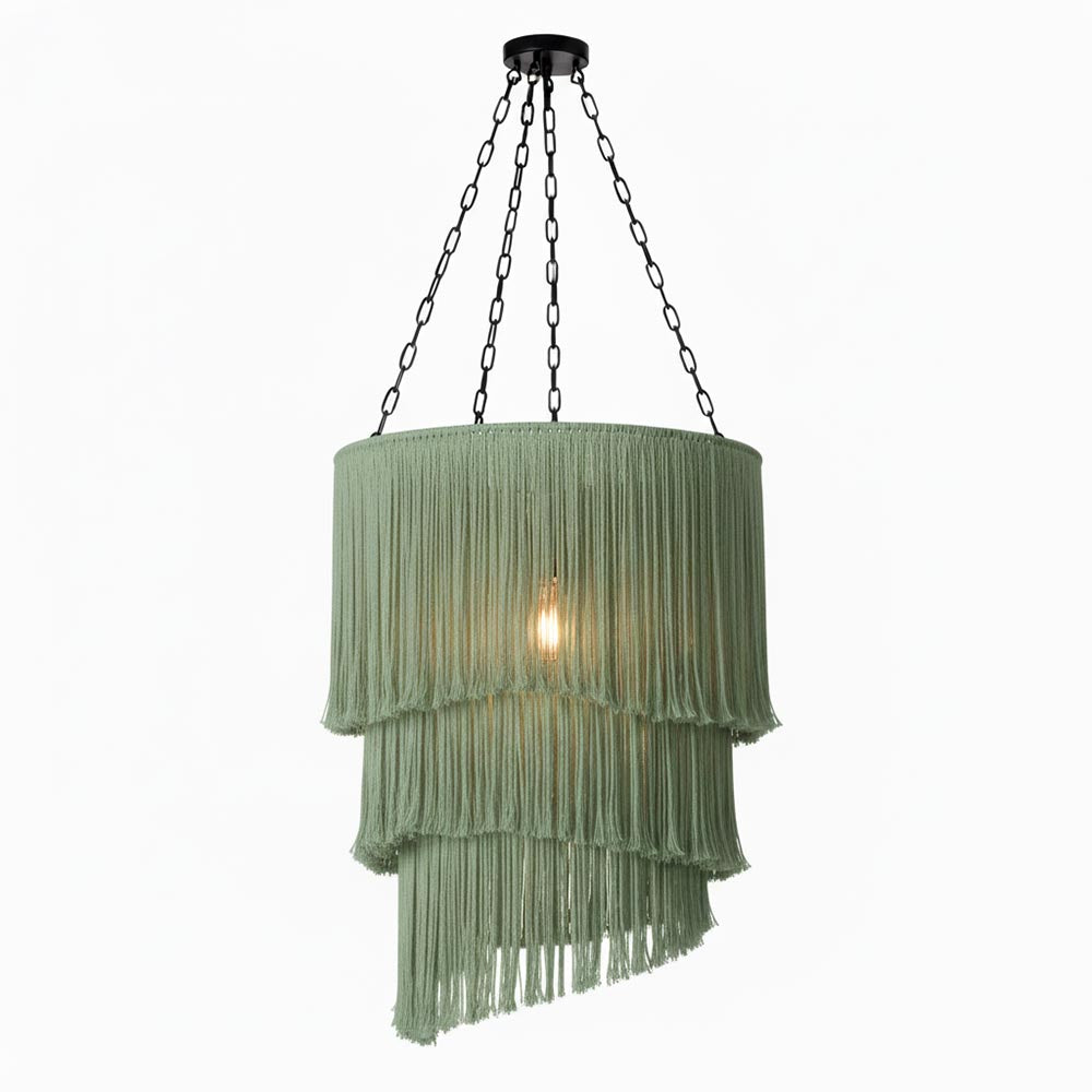 Abat-jour à Franges grand format | Vert d'eau