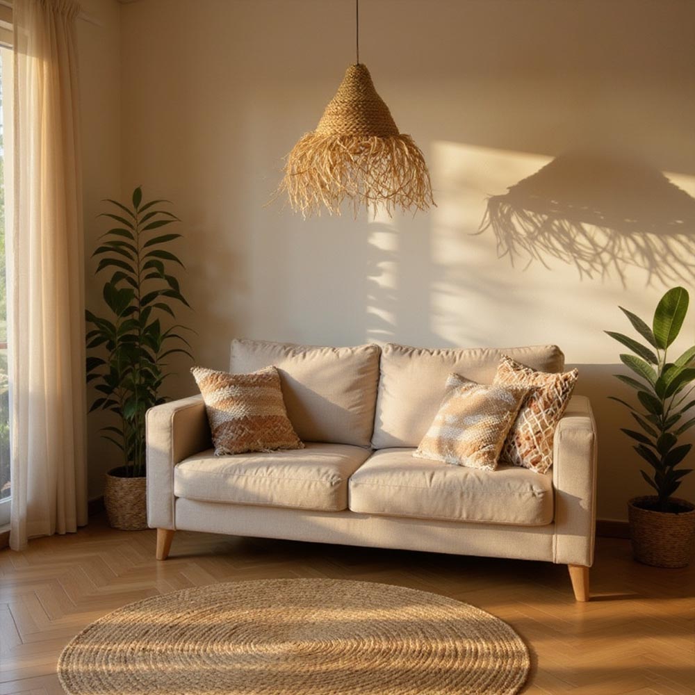 Abat-jour bohème en Raphia classique | Collection FARATSIHO