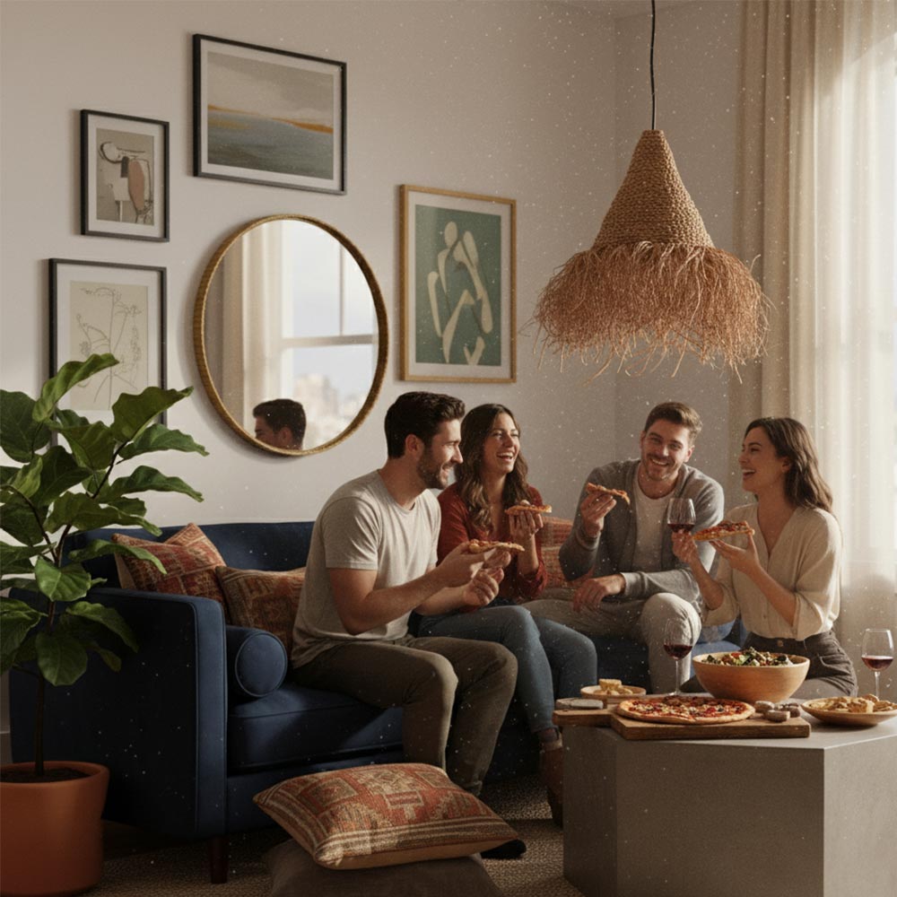 Abat-jour bohème en Raphia cannelle | Collection FARATSIHO