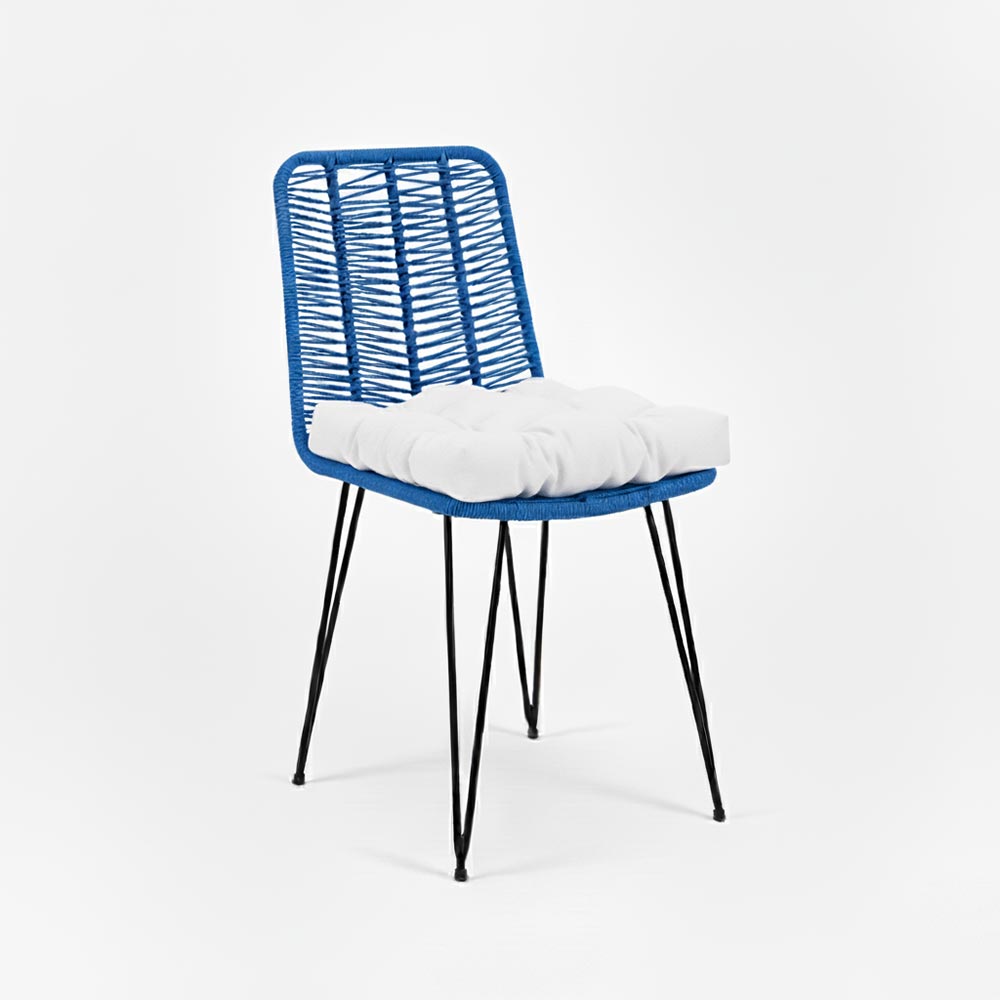 Chaise de salle à manger tressée Bleu Roi | Collection AMBOSITRA