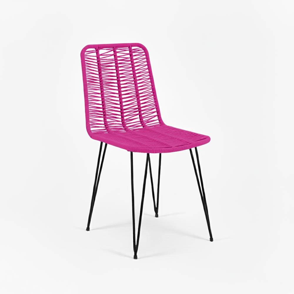 Chaise de salle à manger tressée Fuchsia | Collection AMBOSITRA