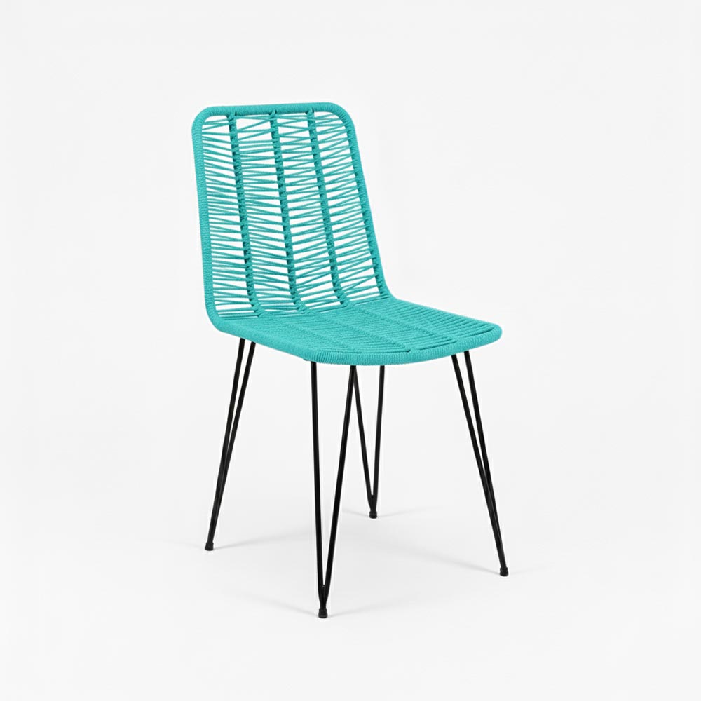 Chaise de salle à manger tressée Turquoise | Collection AMBOSITRA