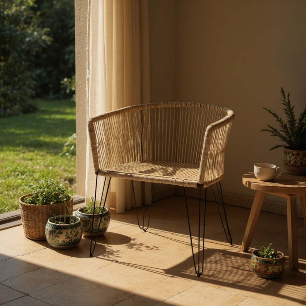 Chaise en corde tressée bohème Sable | Collection MAJUNGA