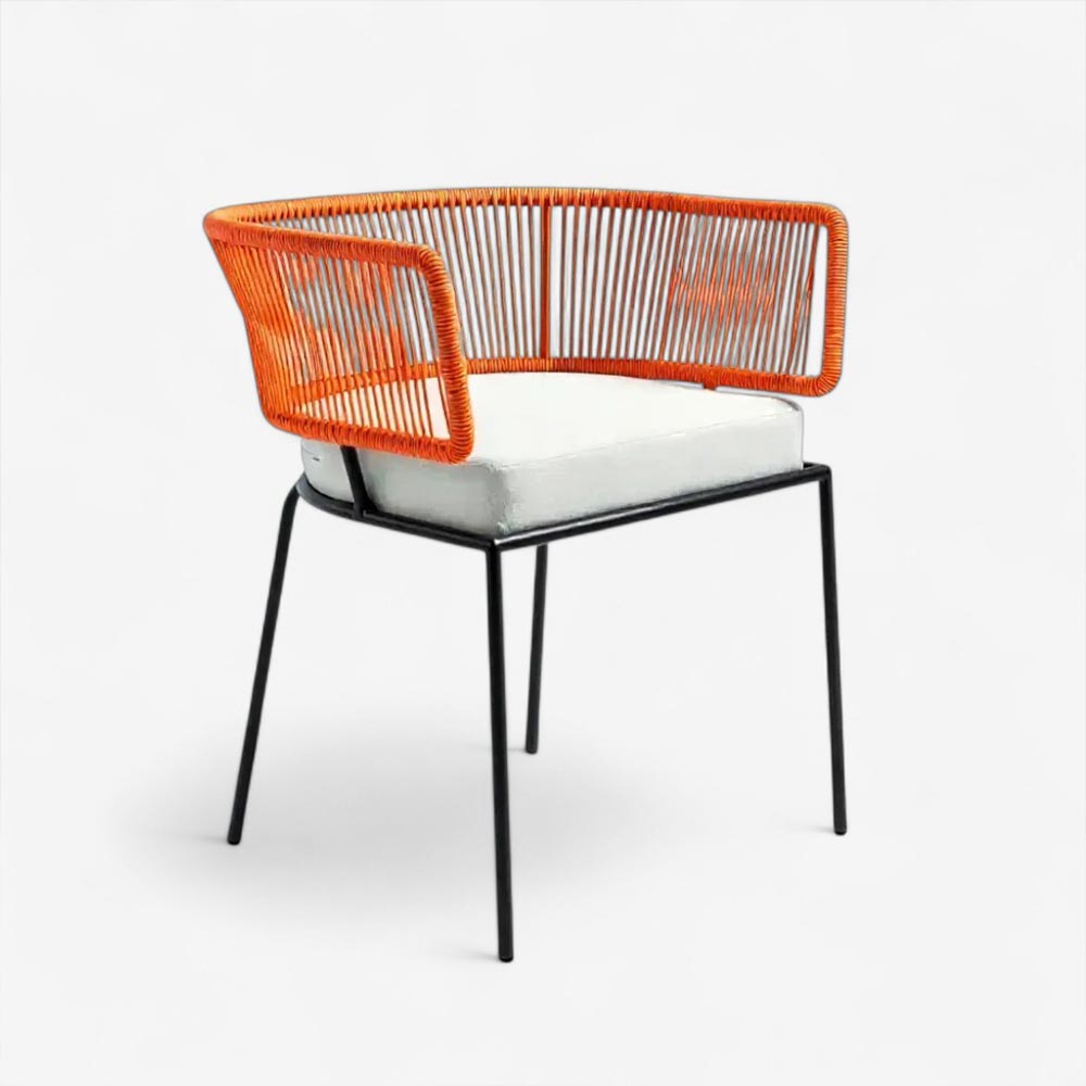 Chaise en corde tressée bohème intérieur-extérieur Orange | Collection ANAKAO