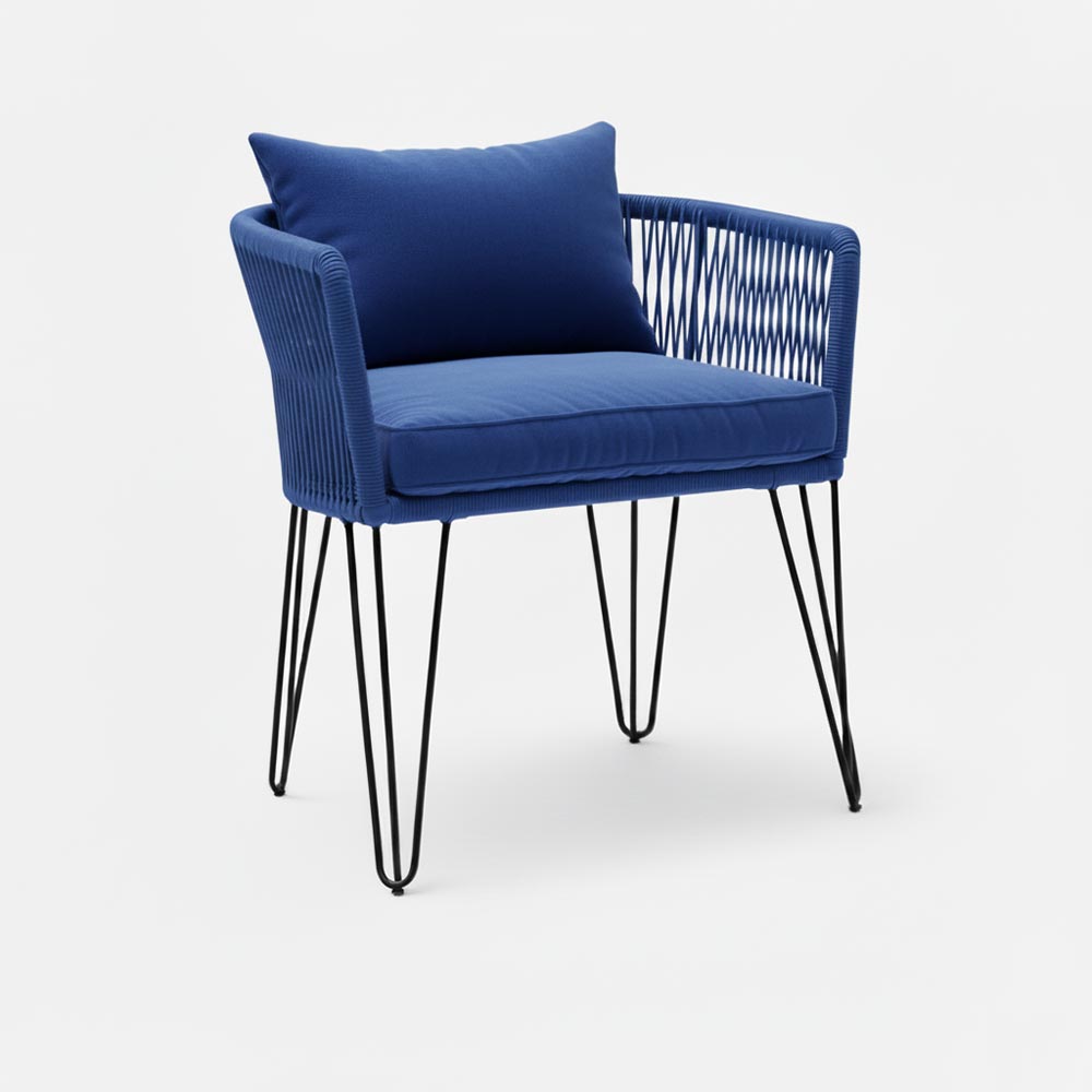 Chaise en corde tressée bohème Bleu Roi | Collection MAJUNGA