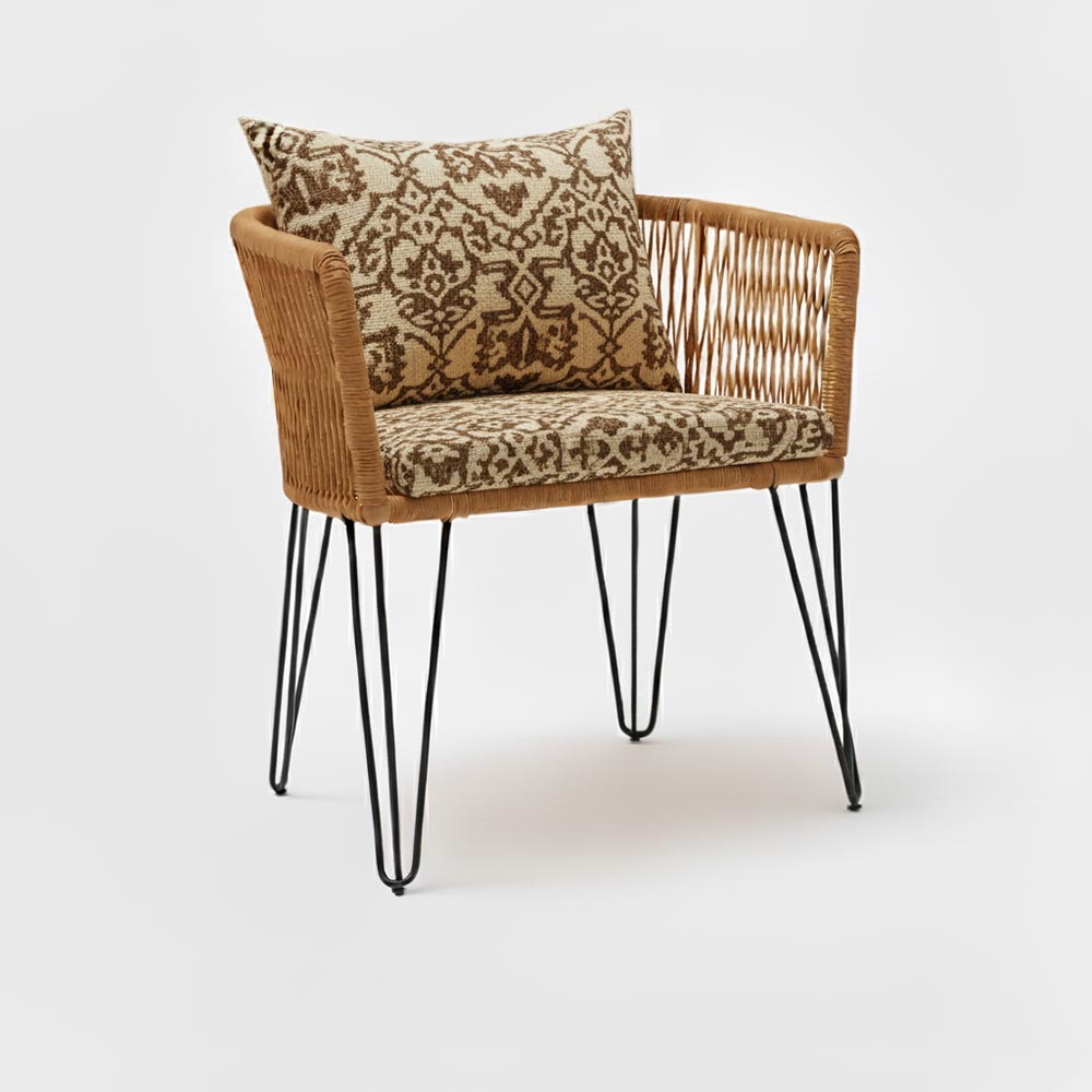 Chaise en corde tressée bohème Cannelle | Collection MAJUNGA