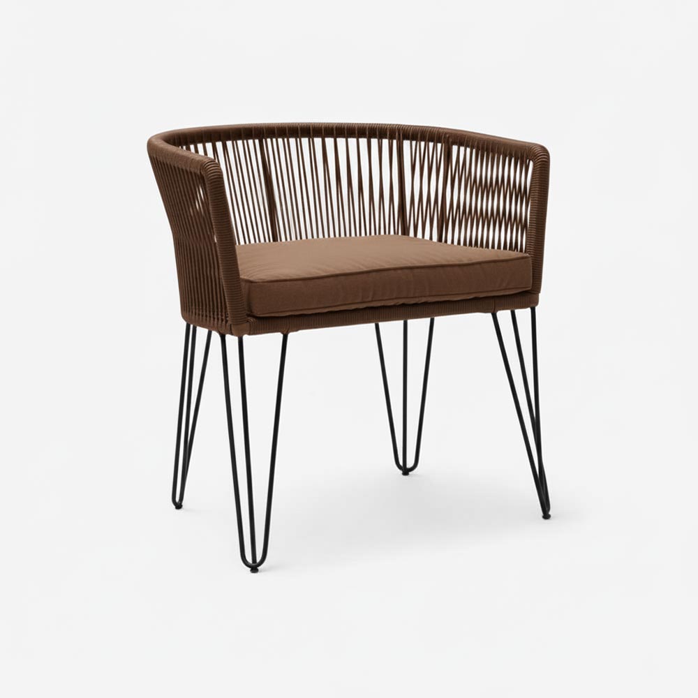 Chaise en corde tressée bohème Chocolat | Collection MAJUNGA