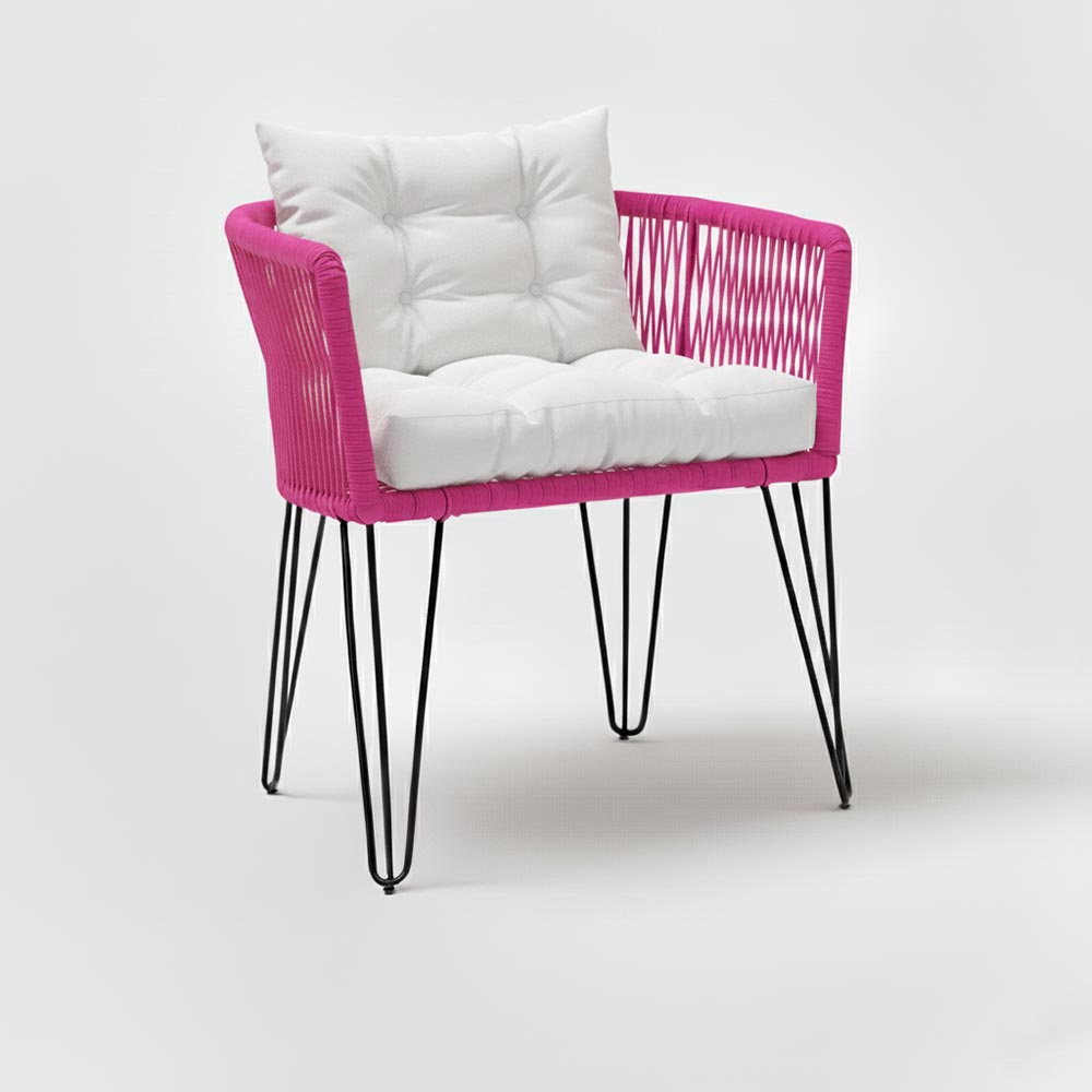 Chaise en corde tressée bohème Fuchsia | Collection MAJUNGA