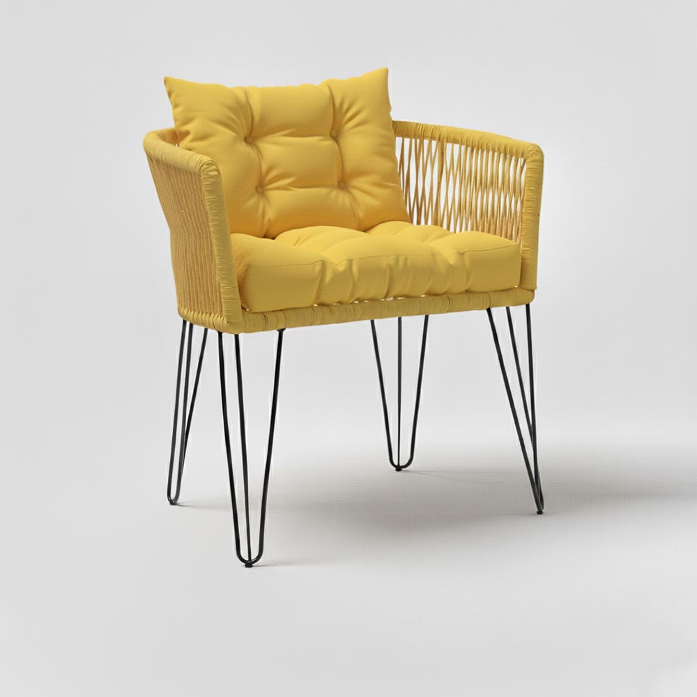 Chaise en corde tressée bohème Jaune | Collection MAJUNGA