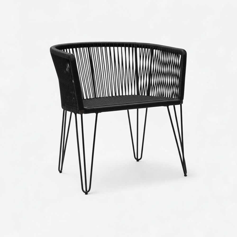 Chaise en corde tressée bohème Noir | Collection MAJUNGA