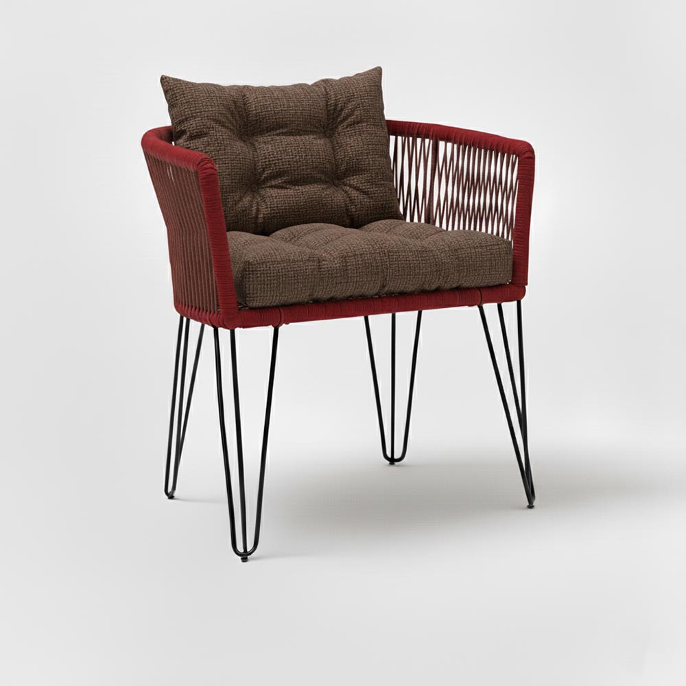 Chaise en corde tressée bohème Rouge | Collection MAJUNGA