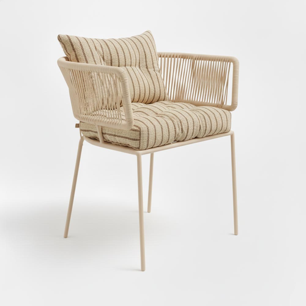 Chaise en corde tressée bohème intérieur-extérieur Beige | Collection ANAKAO