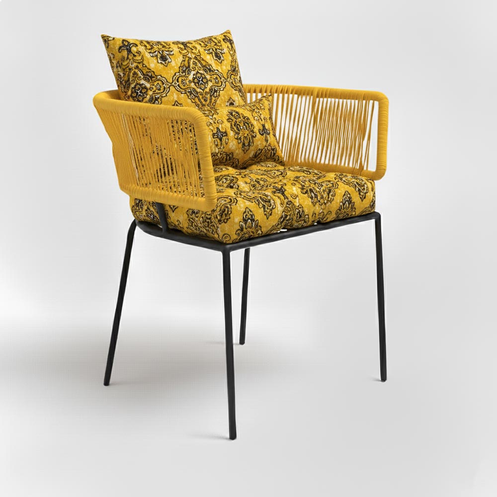 Chaise en corde tressée bohème intérieur-extérieur Jaune | Collection ANAKAO