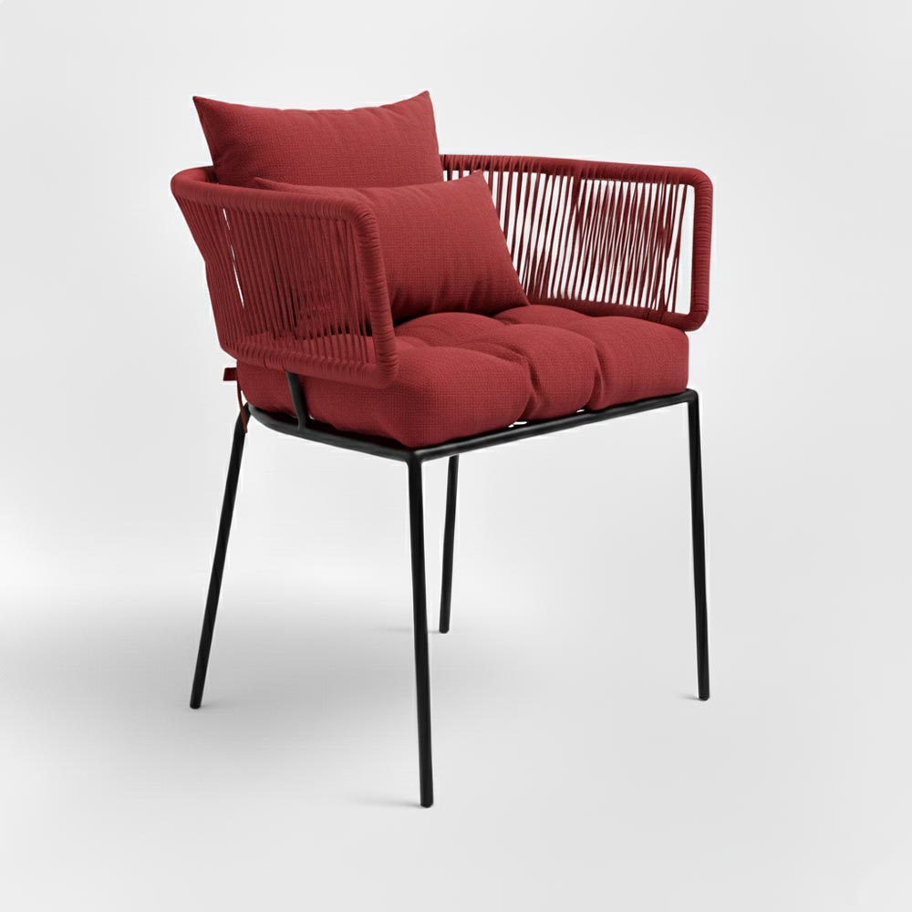 Chaise en corde tressée bohème intérieur-extérieur Rouge | Collection ANAKAO