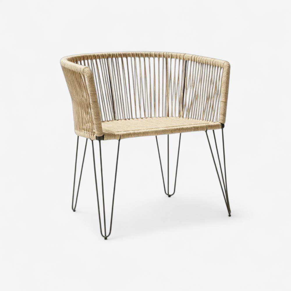 Chaise en corde tressée bohème Sable | Collection MAJUNGA