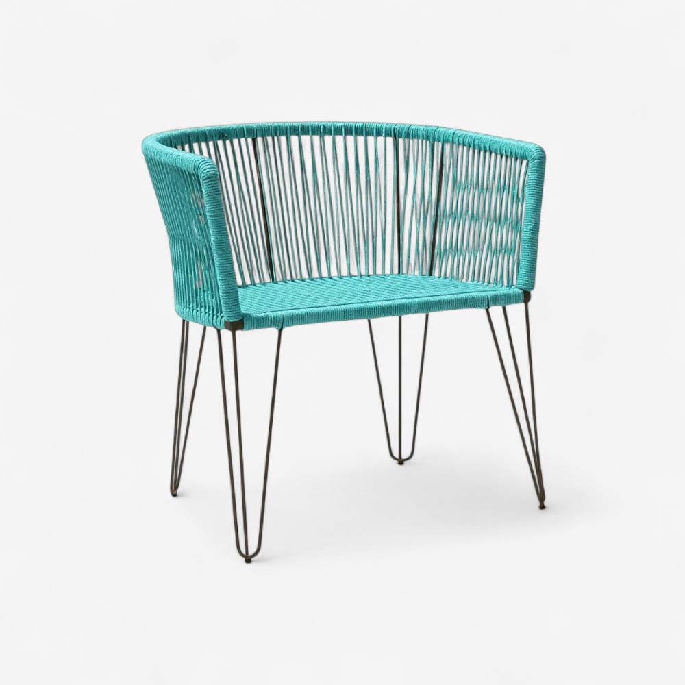 Chaise en corde tressée bohème Turquoise | Collection MAJUNGA