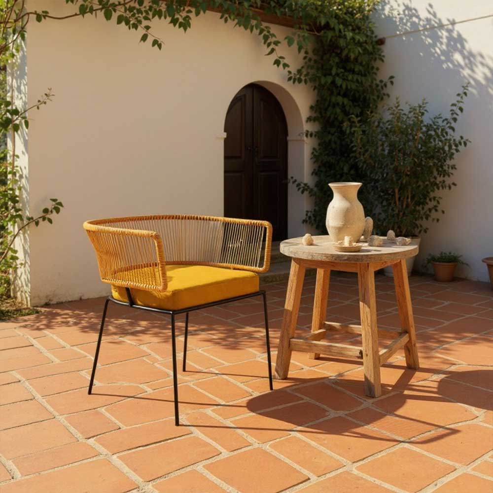 Chaise en corde tressée bohème intérieur-extérieur Miel | Collection ANAKAO