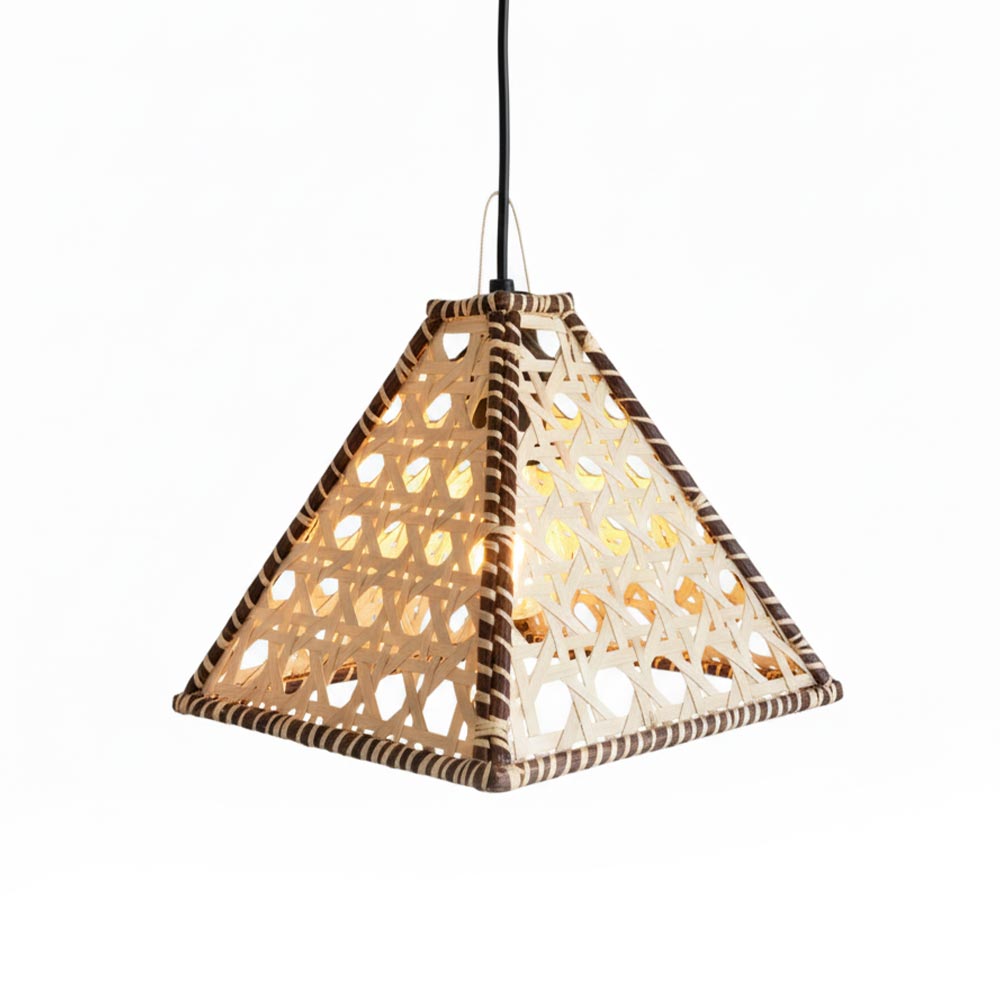 Abat-jour bohème en fibre de palmier Style Cannage