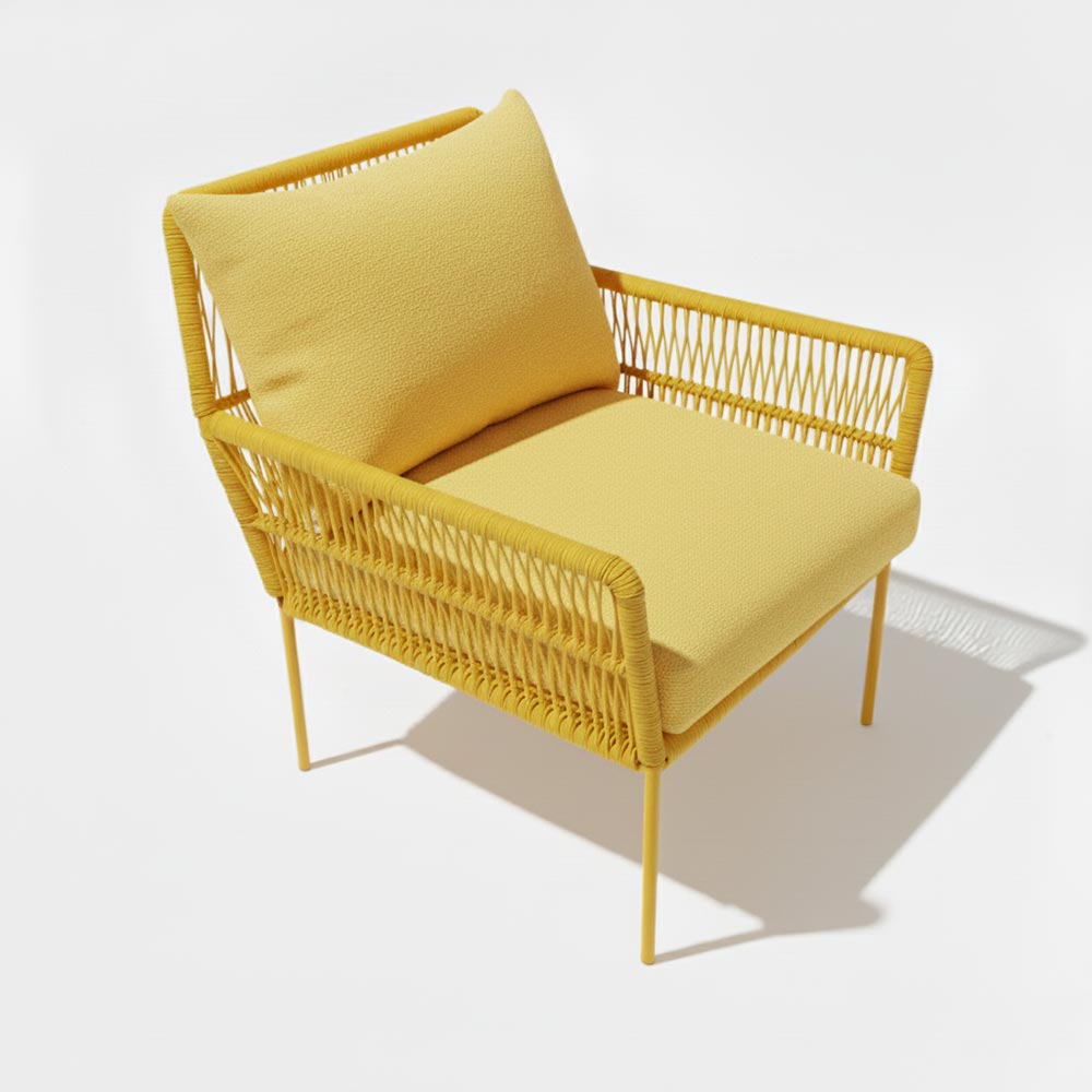 Fauteuil en corde tressée bohème Jaune | Collection TANA