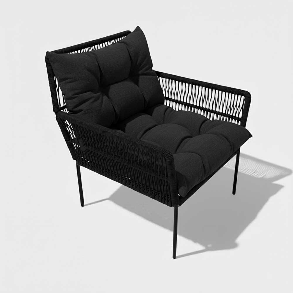 Fauteuil en corde tressée bohème Noir | Collection TANA