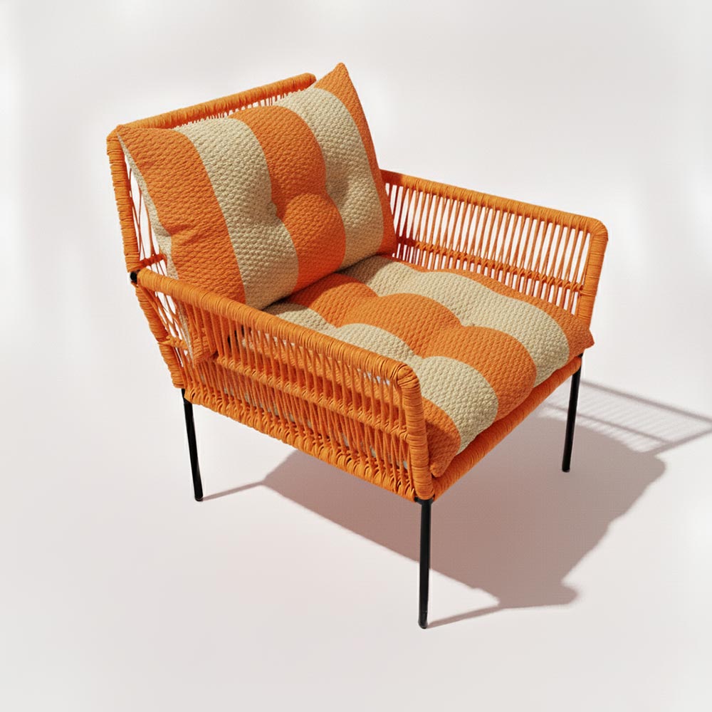 Fauteuil en corde tressée bohème Orange | Collection TANA