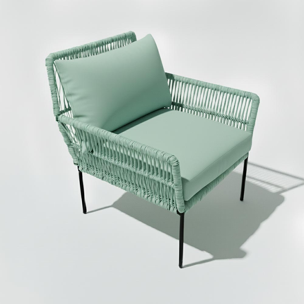 Fauteuil en corde tressée bohème Vert d'eau | Collection TANA