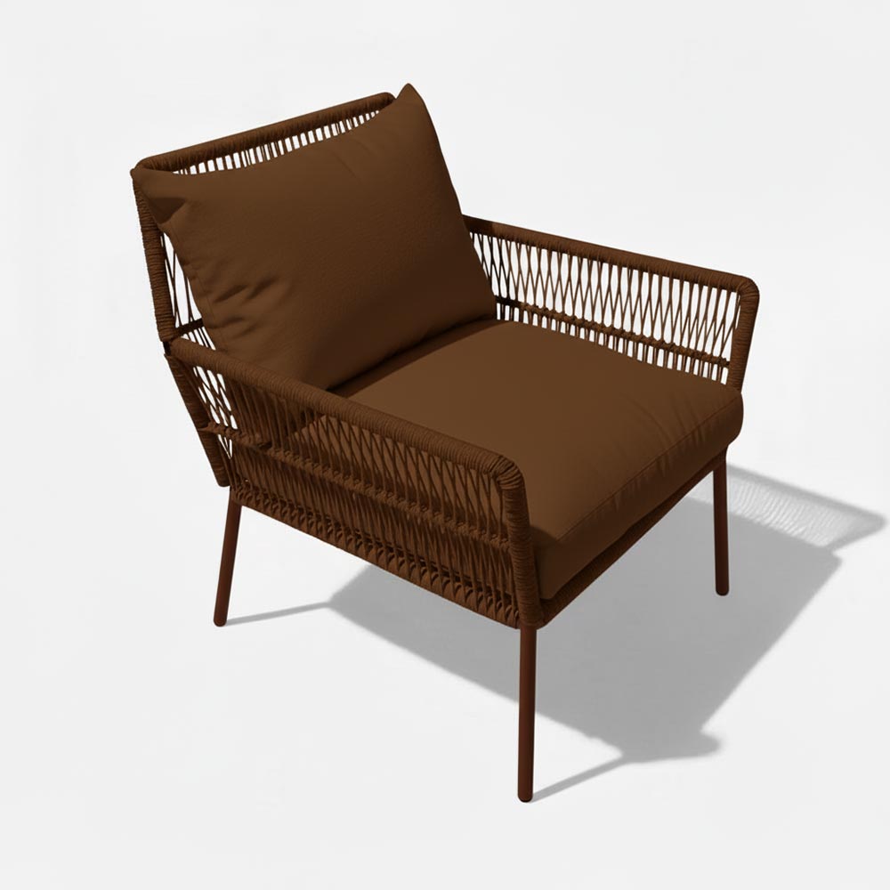 Fauteuil en corde tressée bohème Chocolat | Collection TANA