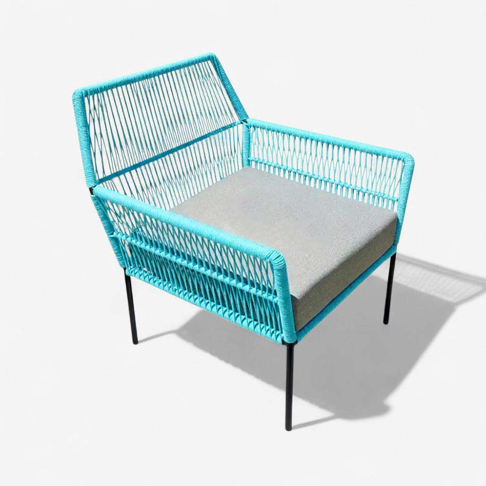 Fauteuil en corde tressée bohème Turquoise | Collection TANA