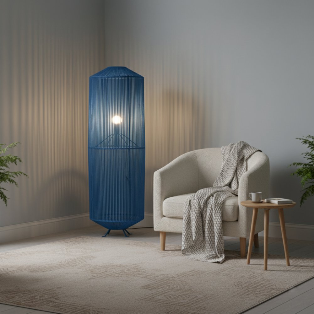 Lampe sur pied bohème chic Bleu Roi | Collection NOSY BE