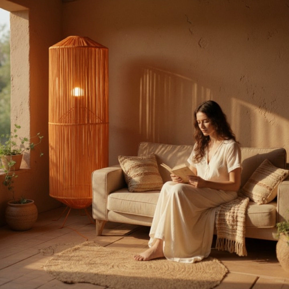 Lampe sur pied bohème chic Orange | Collection NOSY BE