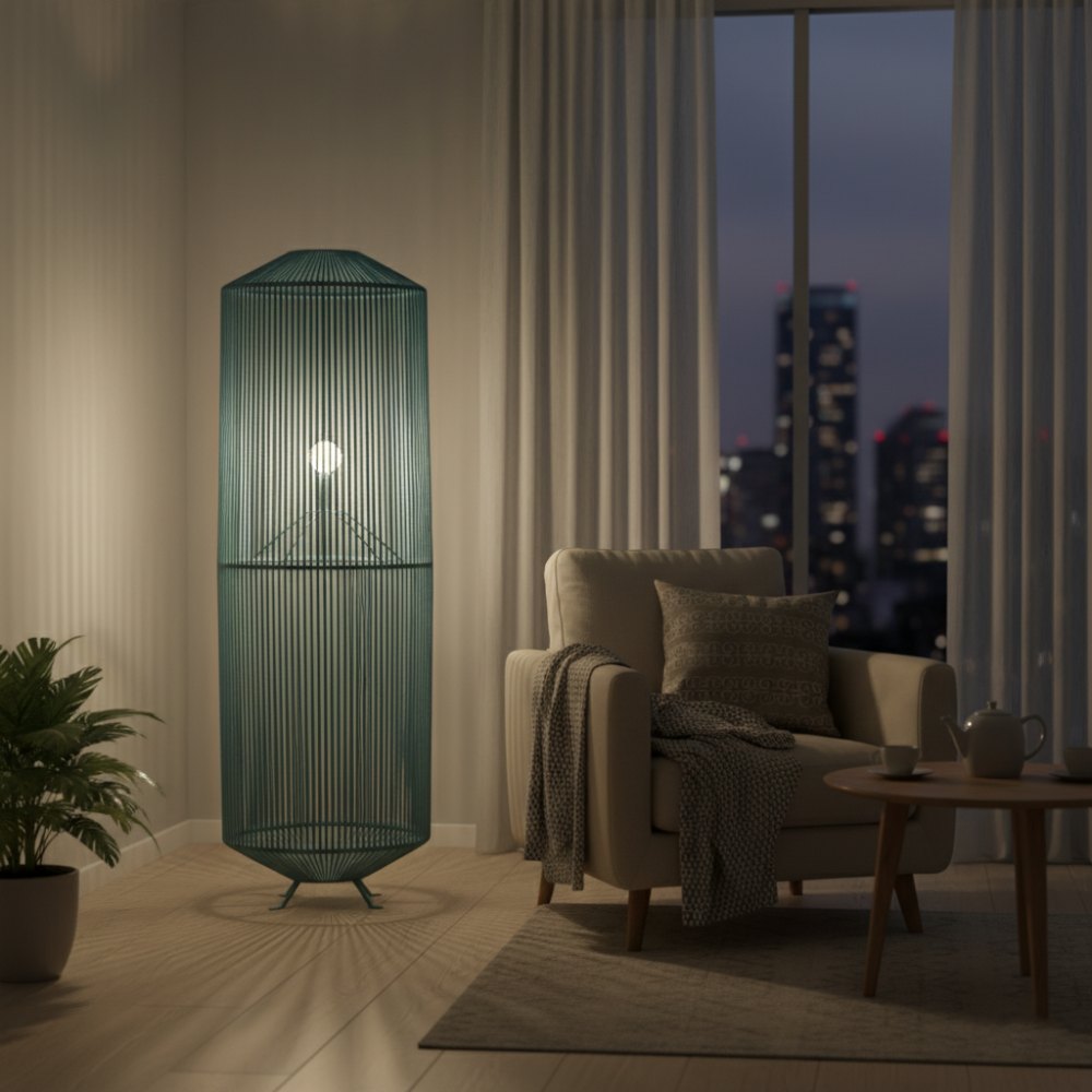 Lampe sur pied bohème chic Bleu Lagon | Collection NOSY BE