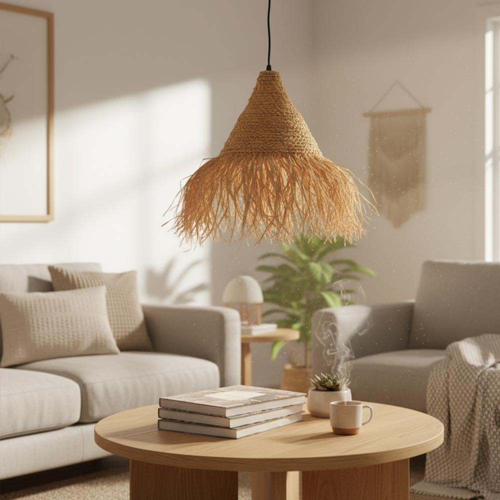Abat-jour bohème en Raphia classique | Collection FARATSIHO