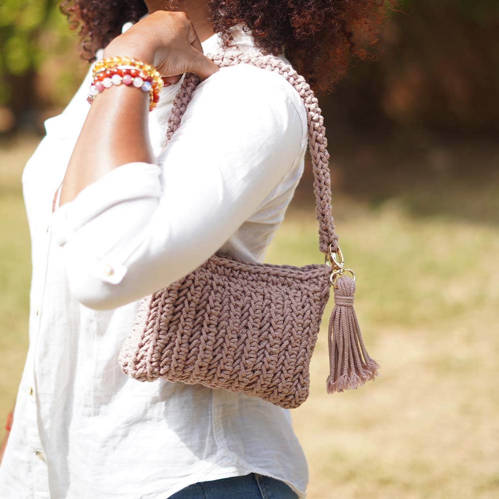 Sac en crochet rectangulaire style bohème | Collection Anakao