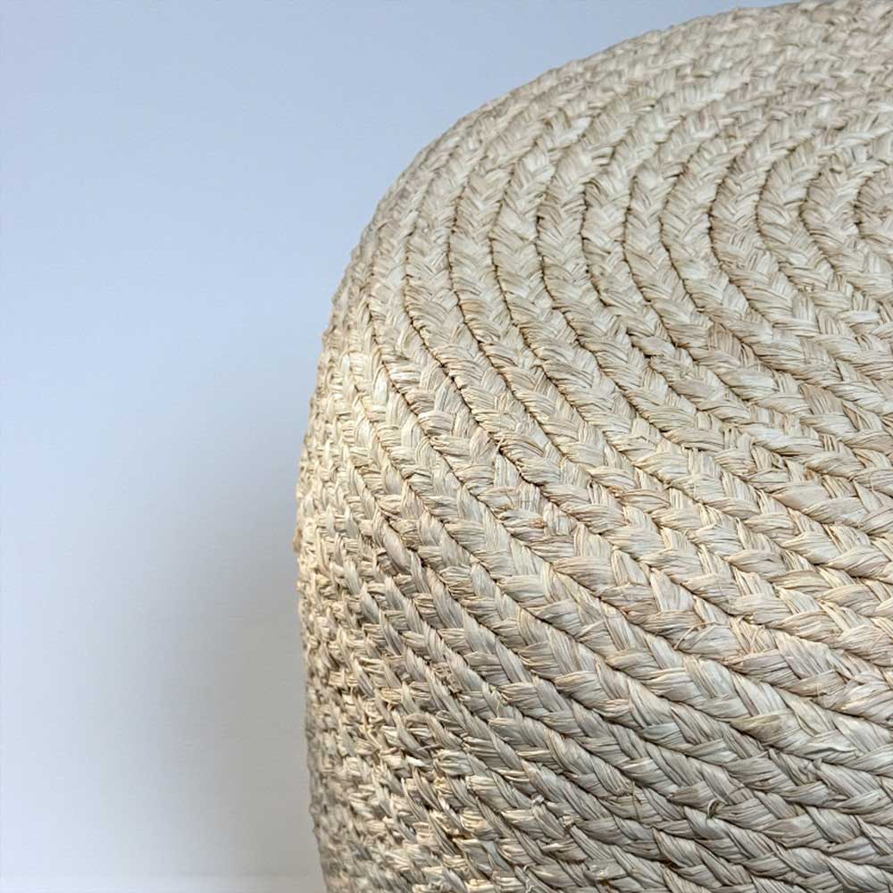 Grand Pouf en Raphia tressé bohème classique Sable