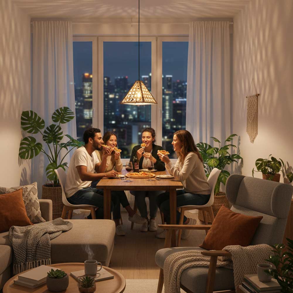 Abat-jour bohème en fibre de palmier Style Cannage