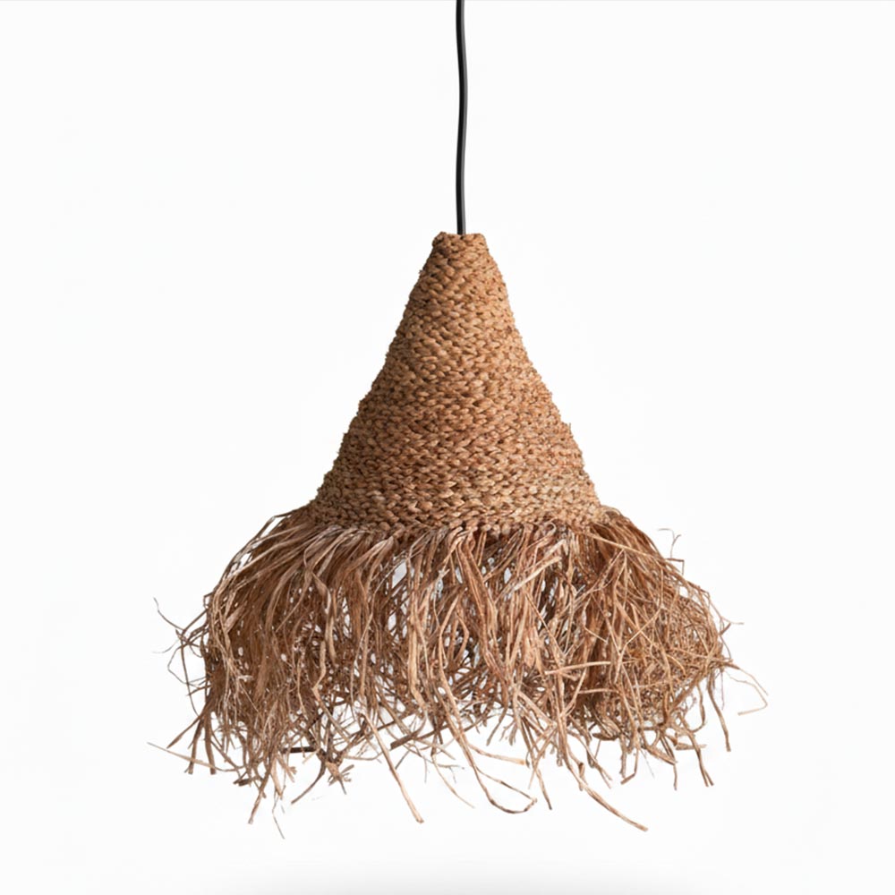 Abat-jour bohème en Raphia cannelle | Collection FARATSIHO