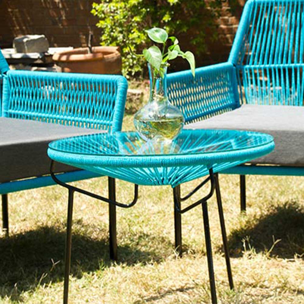 Table basse ronde Turquoise - bohème chic | 60cm