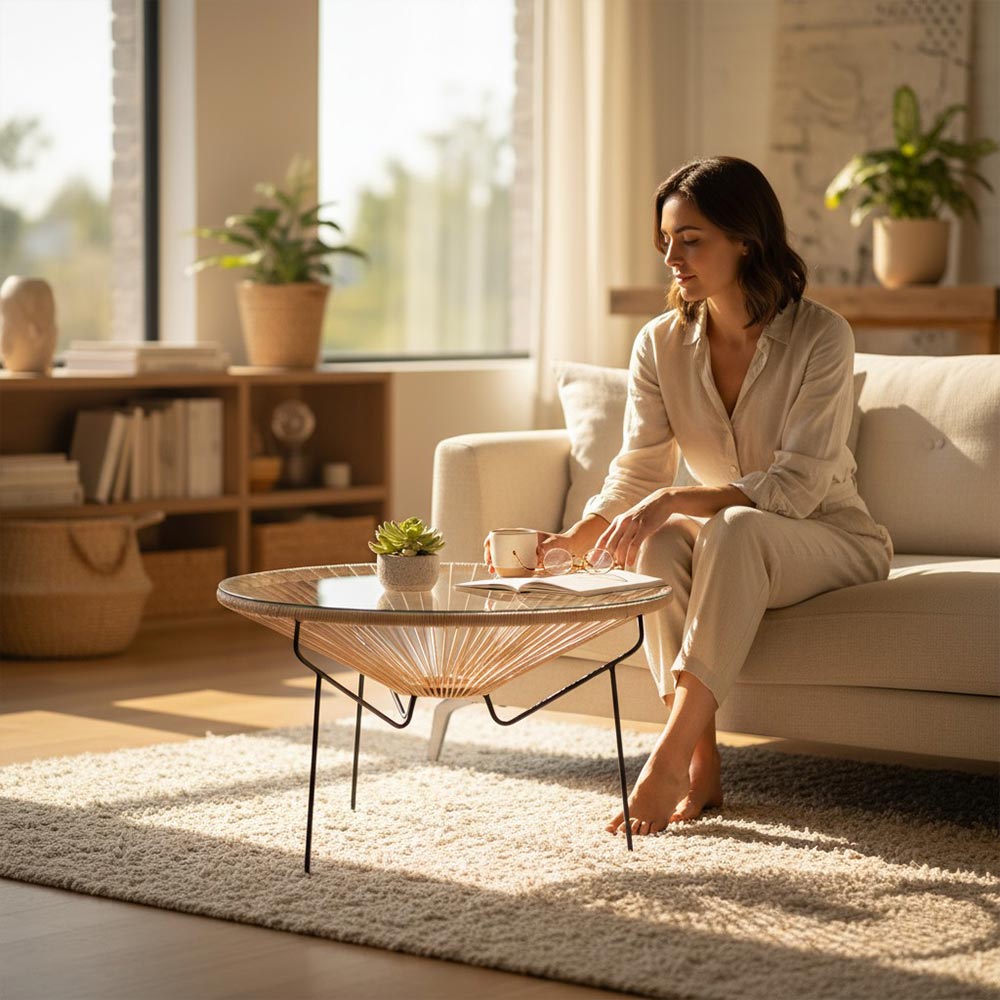 Table basse ronde Sable - bohème chic | 60cm