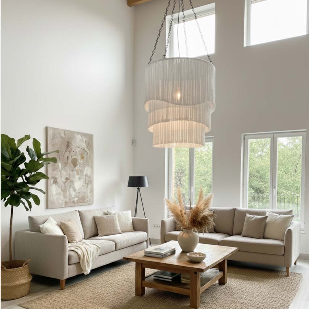 Abat-jour à Franges grand format | Blanc