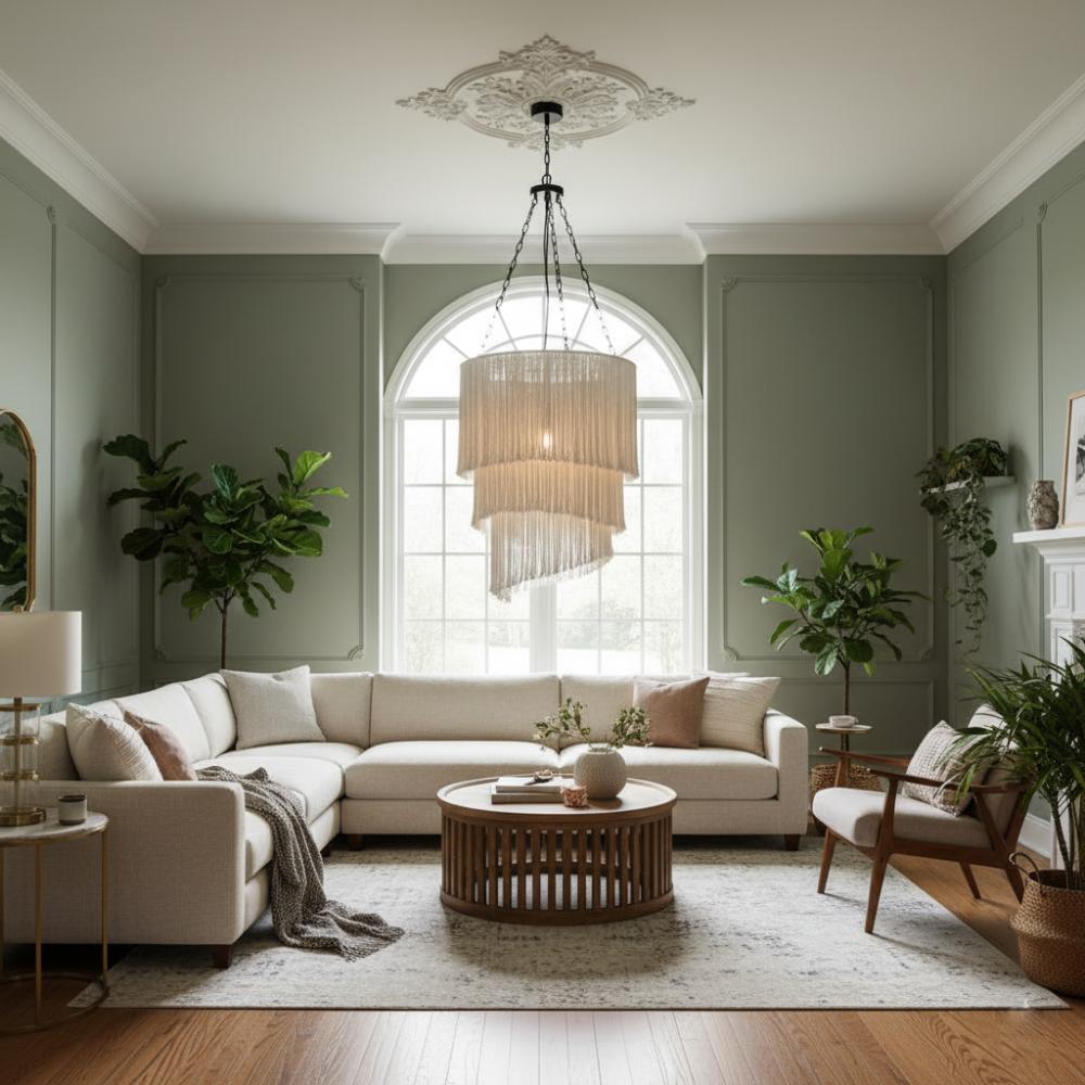 Abat-jour à Franges grand format | Blanc