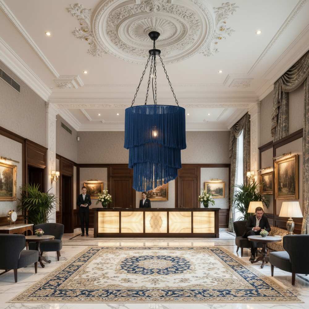 Abat-jour à Franges grand format | Bleu Roi