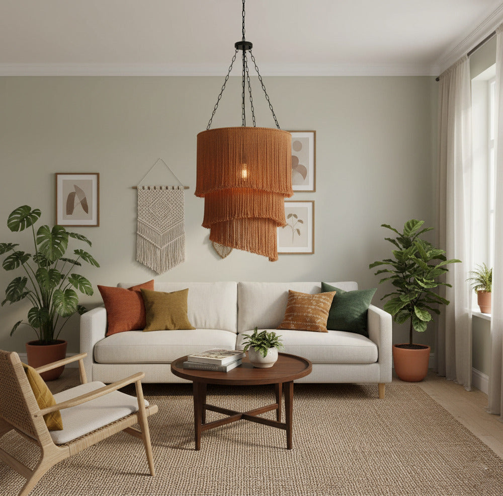 Abat-jour à Franges grand format | Cannelle