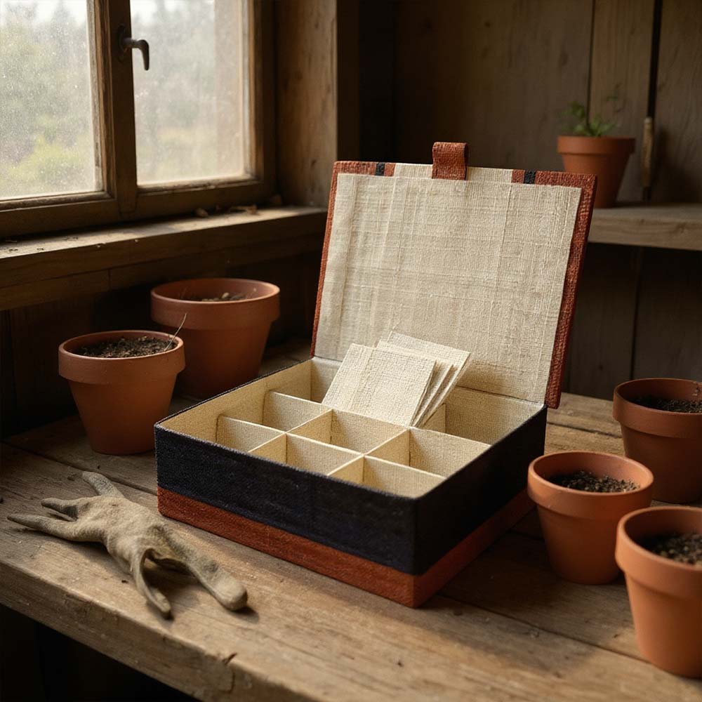 Boite à thé en raphia et bambou artisanal de Madagascar | Chocolat