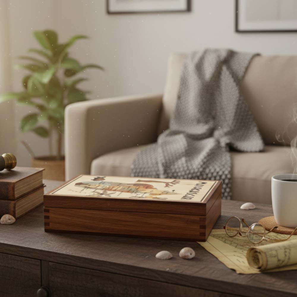 Boite de rangement en bois Carte de Madagascar artisanale