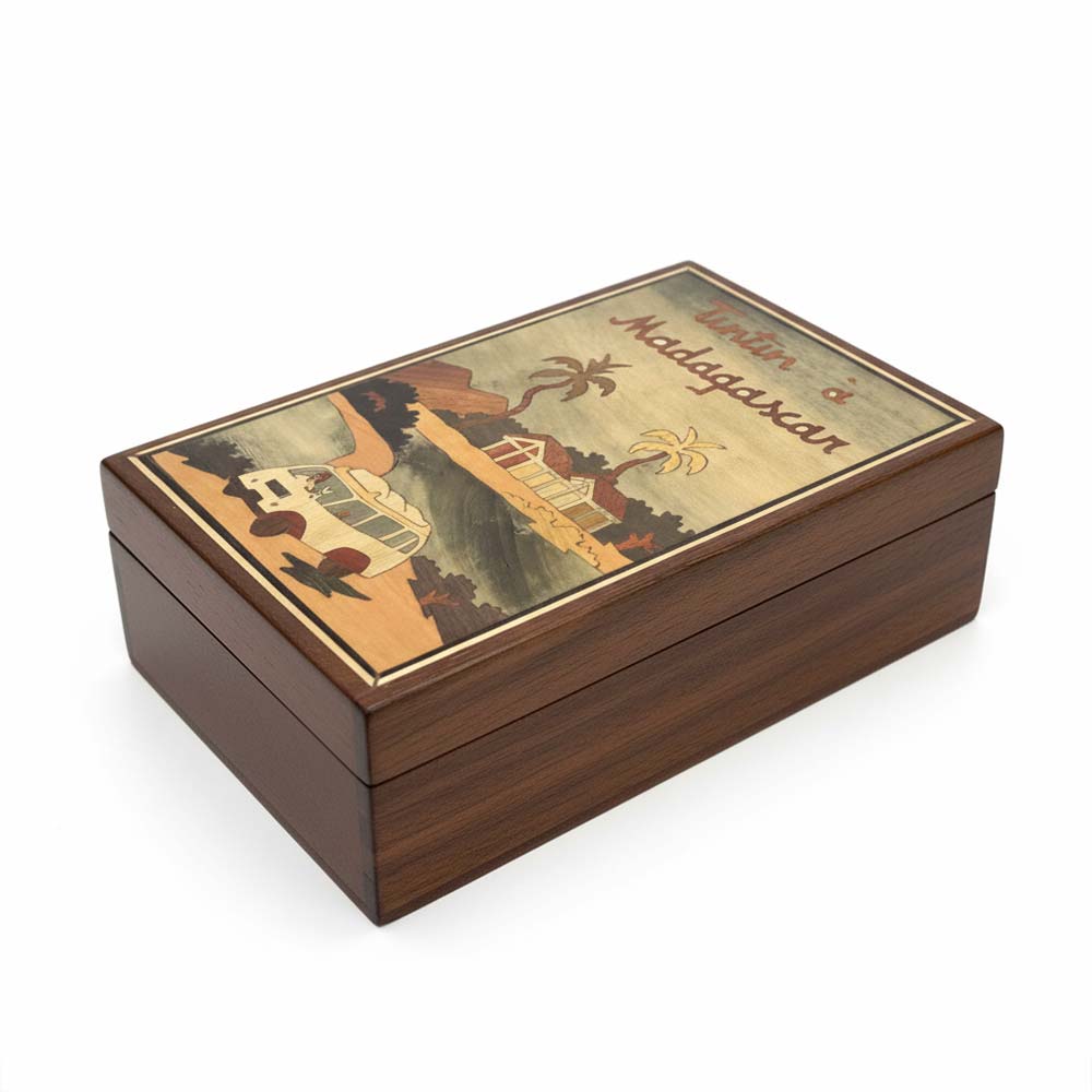 Boite de rangement en bois Tintin à Madagascar | Au bord du lac