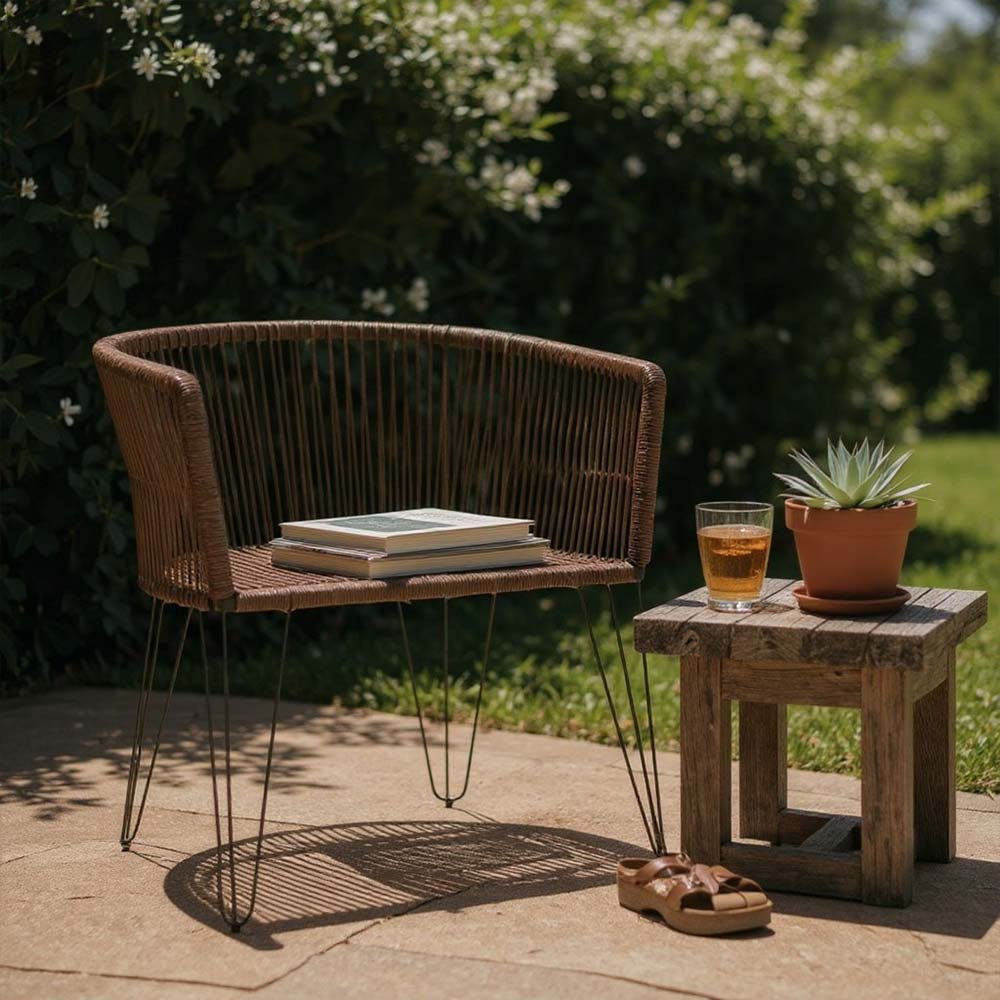 Chaise en corde tressée bohème Chocolat | Collection MAJUNGA