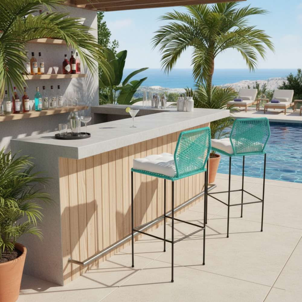 Chaise de bar design en nylon Turquoise | Collection Sambava