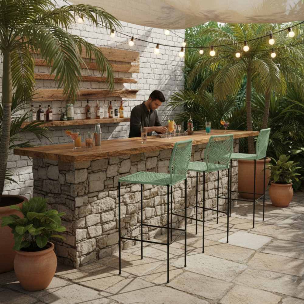 Chaise de bar design en nylon Vert d'eau | Collection Sambava