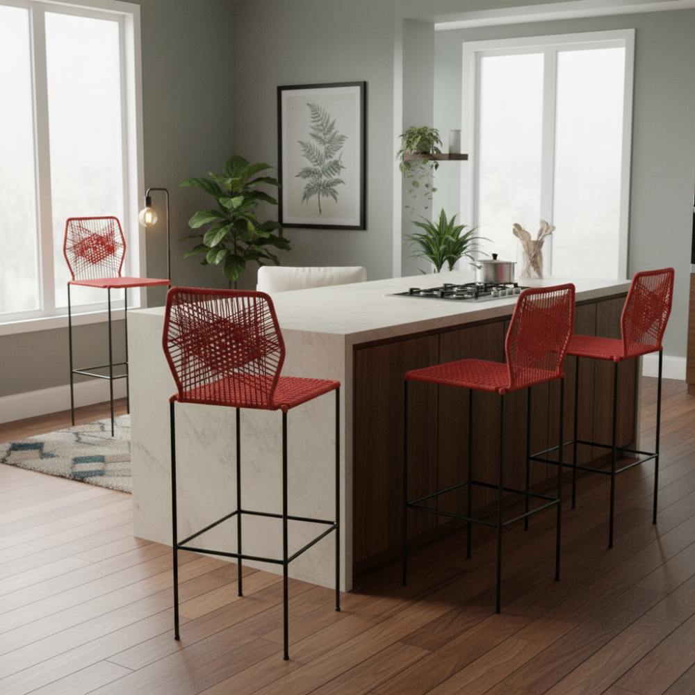 Chaise de bar design en nylon Rouge | Collection Sambava